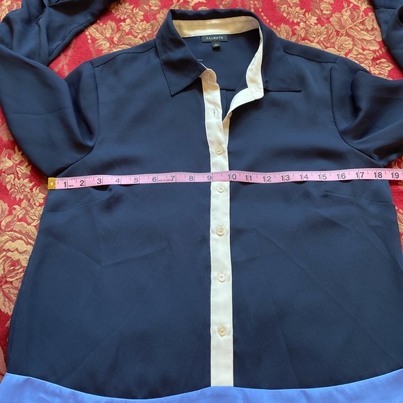 EUC - Talbots Button Down Roll Tab Block Color Tunic - Picture 6 of 10